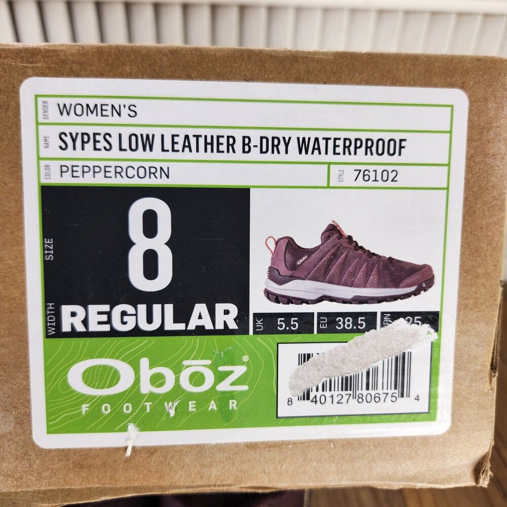 Oboz Sypes Low Leather B-Dry Waterproof Shoes Women's 8 Peppercorn Trail Hiking - Picture 11 of 11